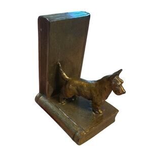 Vintage Ronson Bronze Plated Metal Scottish Terrier Scottie Scotty Dog Bookend